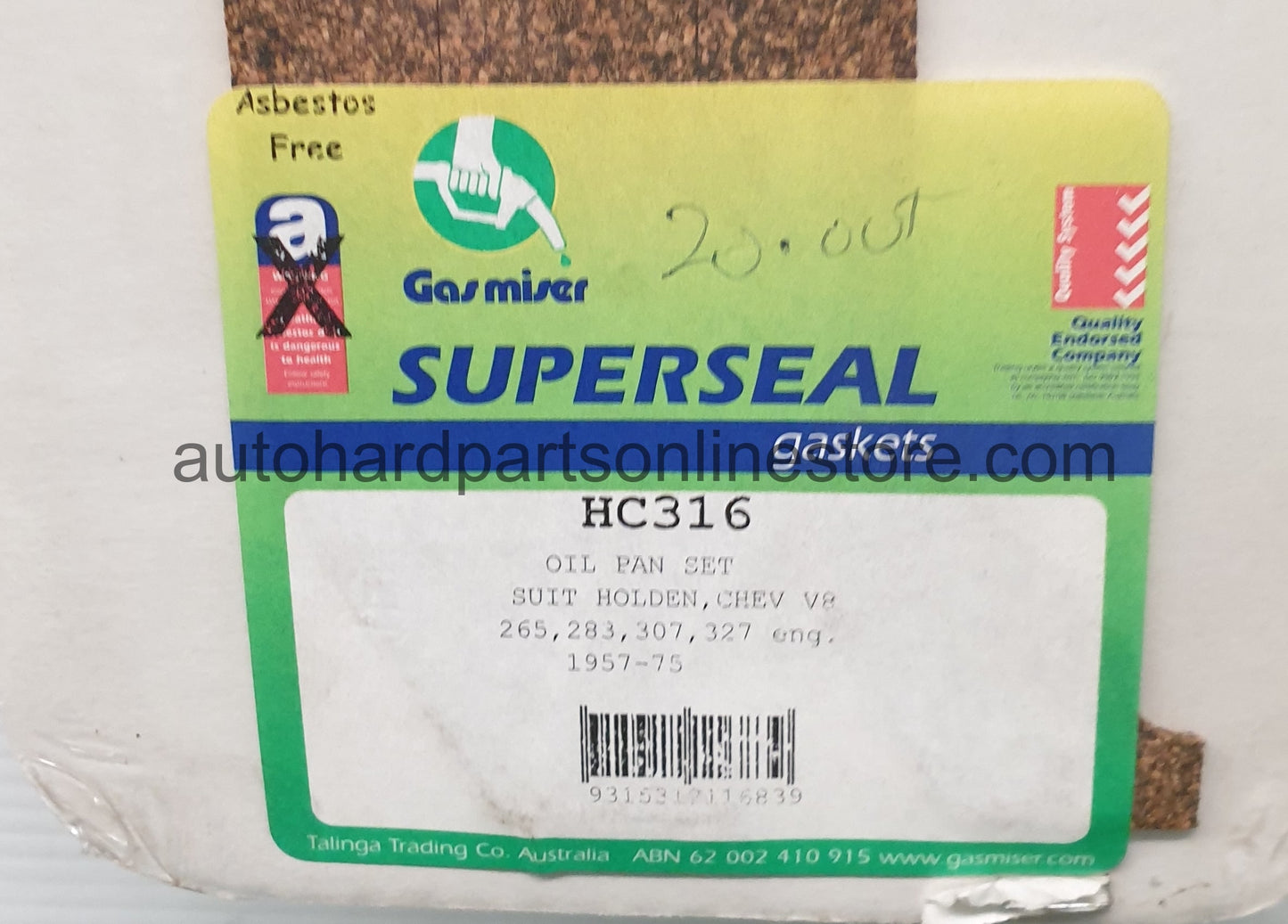 Gasmiser Oil Pan Gasket Set-HC316