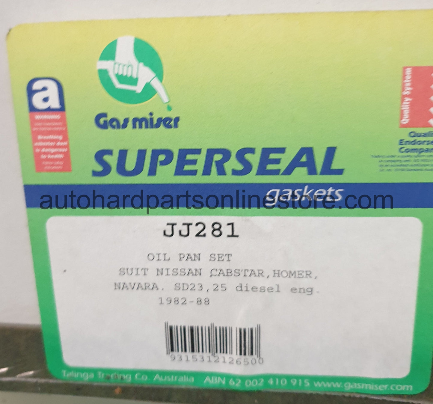 Gasmiser Oil Pan Gasket Set-JJ281